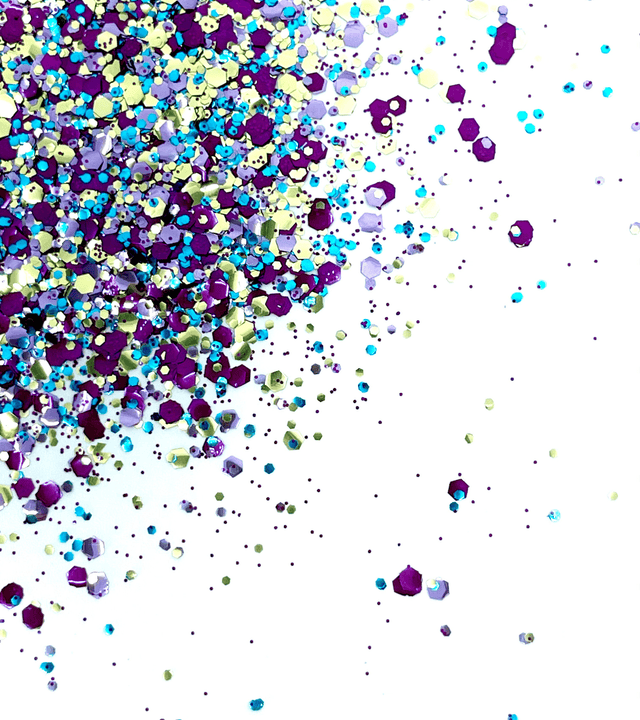 circus safari, the extraordinary ecoglitter mix of purple, gold, and blue.